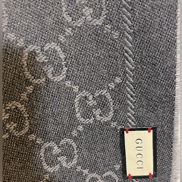 Gucci Jacquard pattern knitted scarf Grey - Picture 3 of 4